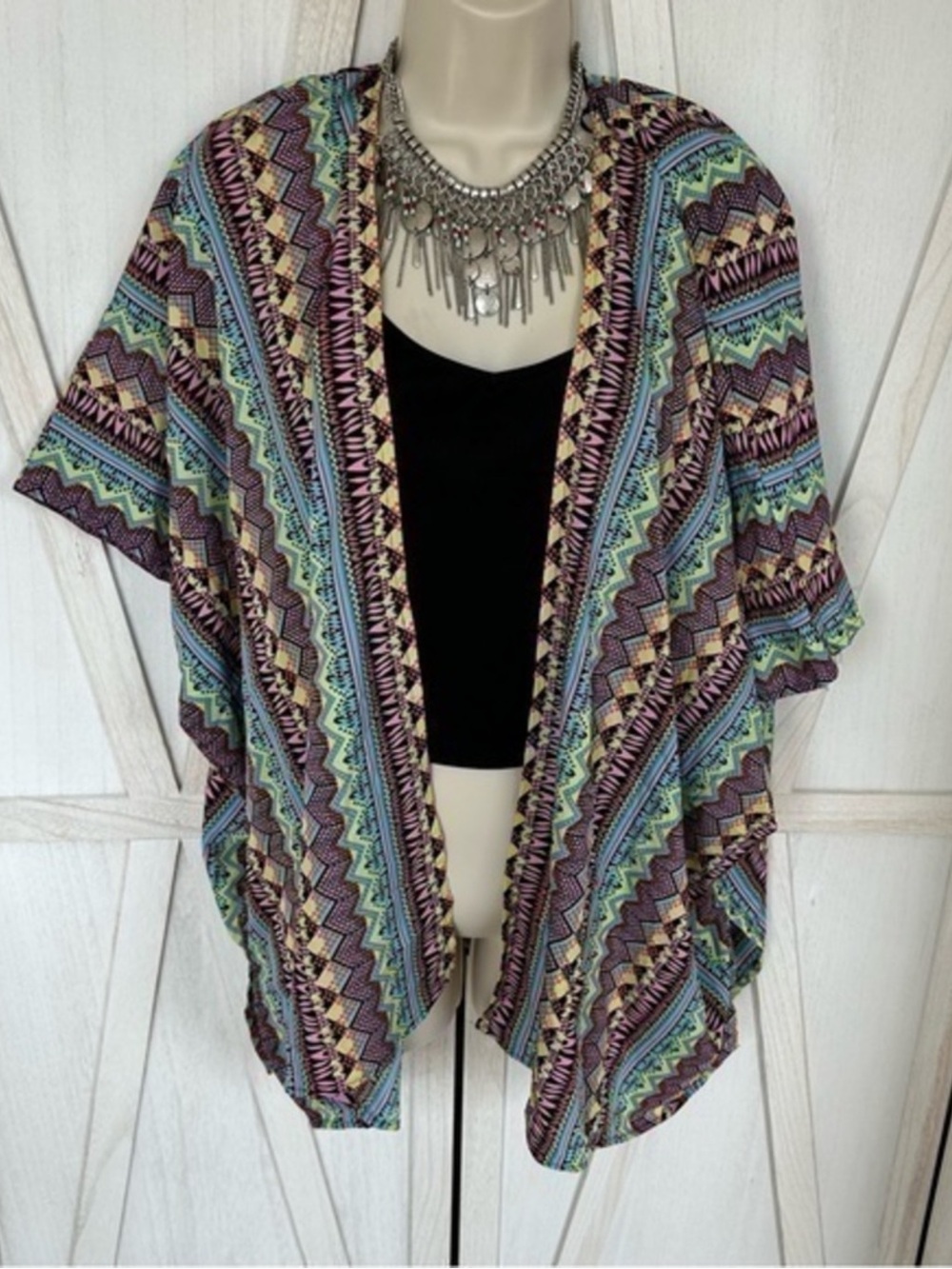 ✨NEW Open-Front Bohemian Cape Cardigan in Multi Color
